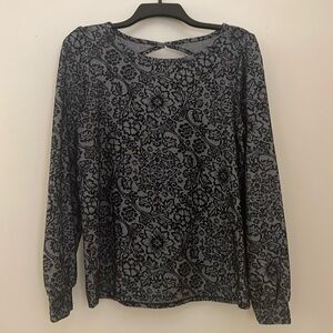 3 for $25! Loft floral print black & grey‎ long sleeve top, size M